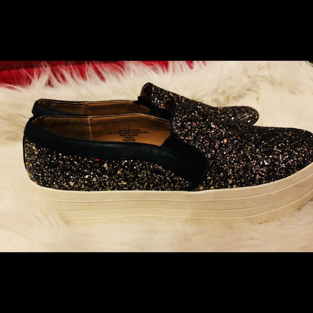 Plat form glitter sneakers